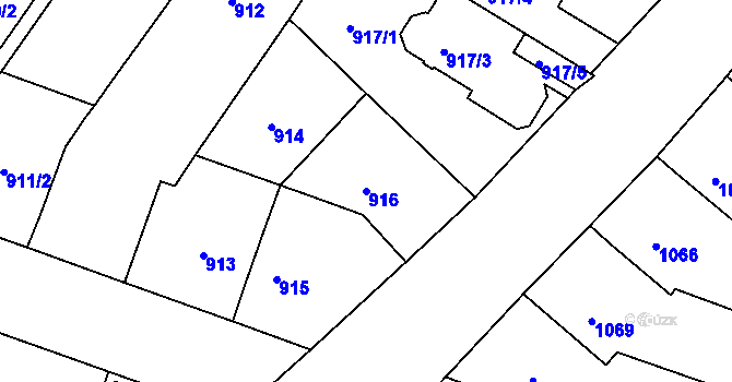 Parcela st. 916 v KÚ Žebětín, Katastrální mapa