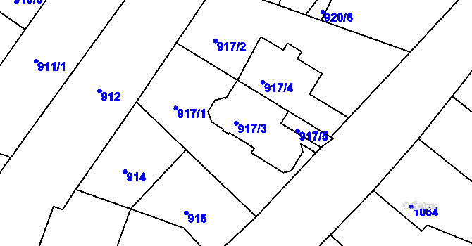 Parcela st. 917/3 v KÚ Žebětín, Katastrální mapa