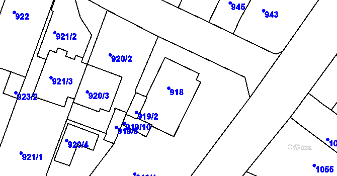 Parcela st. 918 v KÚ Žebětín, Katastrální mapa