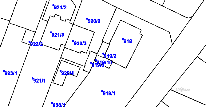 Parcela st. 919/2 v KÚ Žebětín, Katastrální mapa