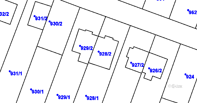 Parcela st. 928/2 v KÚ Žebětín, Katastrální mapa