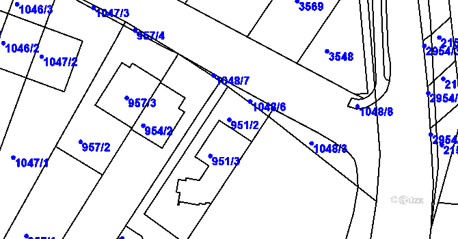 Parcela st. 951/2 v KÚ Žebětín, Katastrální mapa