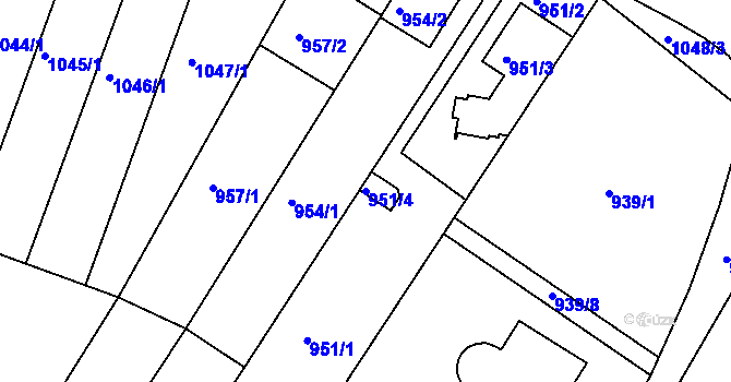 Parcela st. 951/4 v KÚ Žebětín, Katastrální mapa