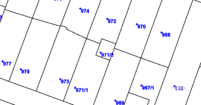 Parcela st. 971/2 v KÚ Žebětín, Katastrální mapa