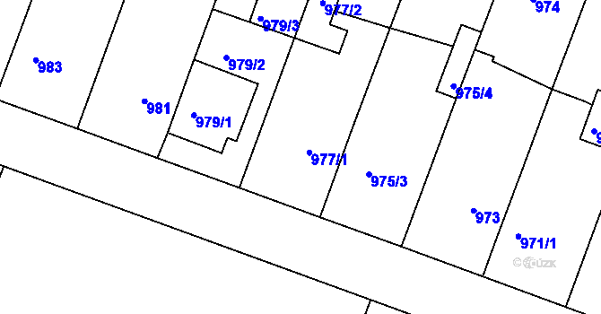 Parcela st. 977 v KÚ Žebětín, Katastrální mapa