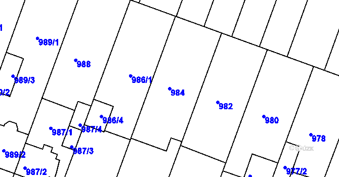 Parcela st. 984 v KÚ Žebětín, Katastrální mapa