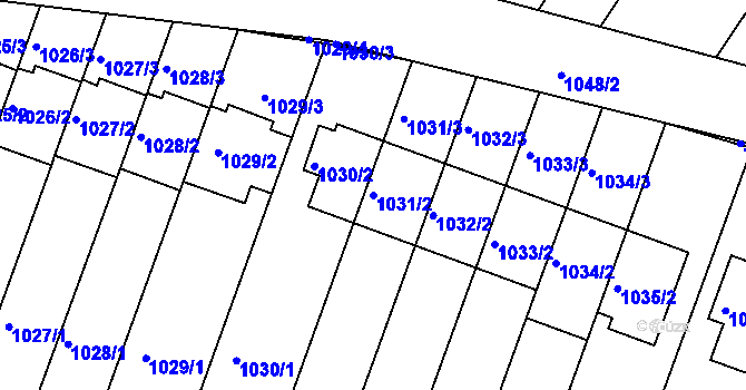 Parcela st. 1031/2 v KÚ Žebětín, Katastrální mapa