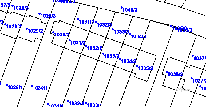 Parcela st. 1033/2 v KÚ Žebětín, Katastrální mapa