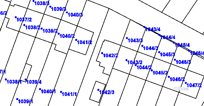 Parcela st. 1042/2 v KÚ Žebětín, Katastrální mapa
