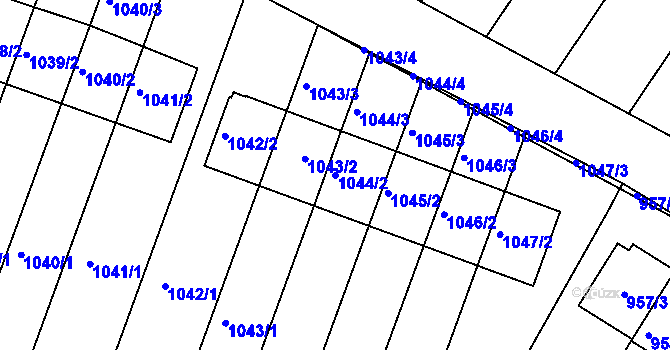 Parcela st. 1044/2 v KÚ Žebětín, Katastrální mapa