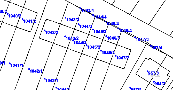 Parcela st. 1045/2 v KÚ Žebětín, Katastrální mapa