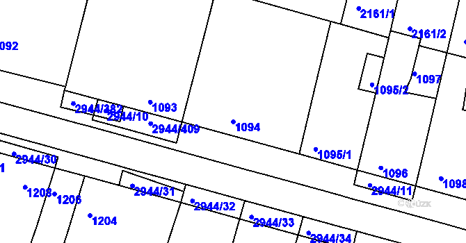 Parcela st. 1094 v KÚ Žebětín, Katastrální mapa