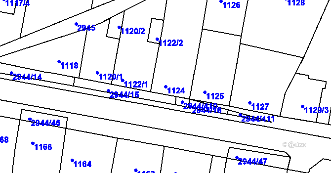 Parcela st. 1124 v KÚ Žebětín, Katastrální mapa
