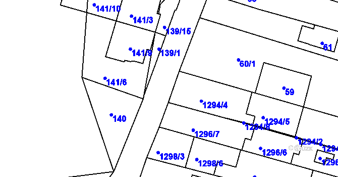 Parcela st. 1294/3 v KÚ Žebětín, Katastrální mapa