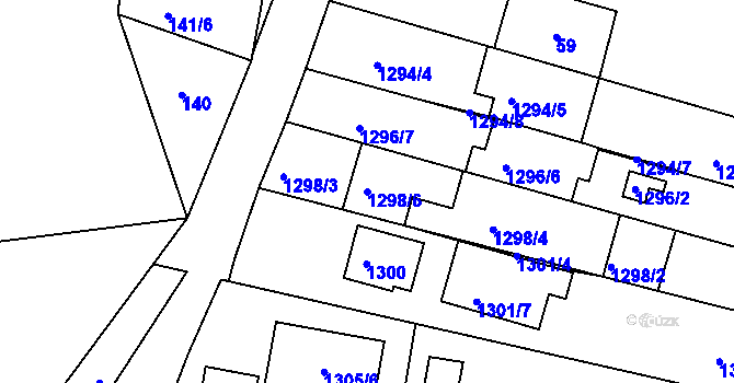 Parcela st. 1298/6 v KÚ Žebětín, Katastrální mapa
