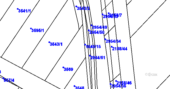 Parcela st. 1646/15 v KÚ Žebětín, Katastrální mapa