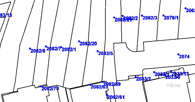 Parcela st. 2082/5 v KÚ Žebětín, Katastrální mapa