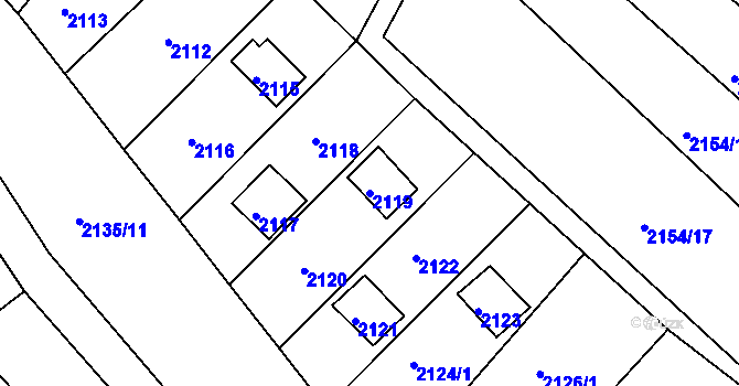 Parcela st. 2119 v KÚ Žebětín, Katastrální mapa