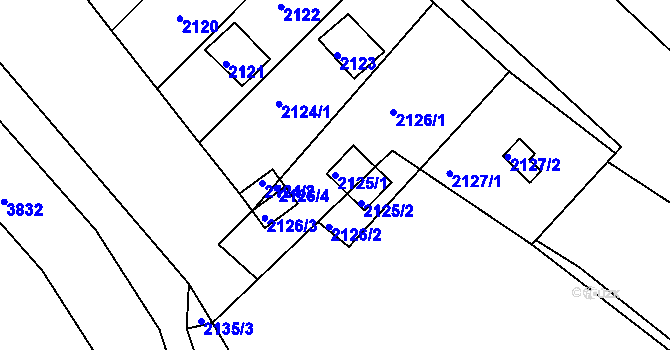 Parcela st. 2125/1 v KÚ Žebětín, Katastrální mapa