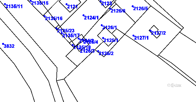 Parcela st. 2126/2 v KÚ Žebětín, Katastrální mapa
