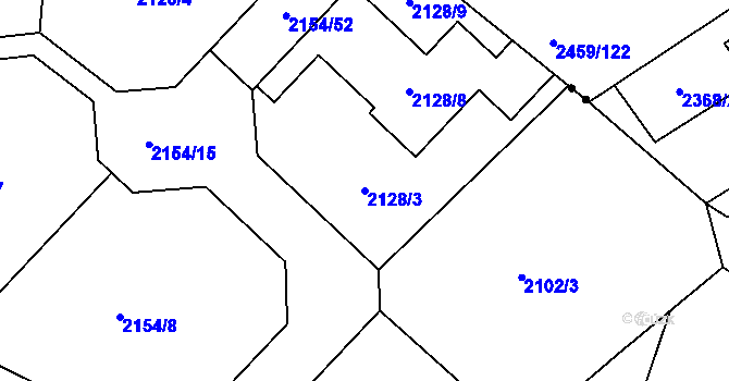 Parcela st. 2128/3 v KÚ Žebětín, Katastrální mapa