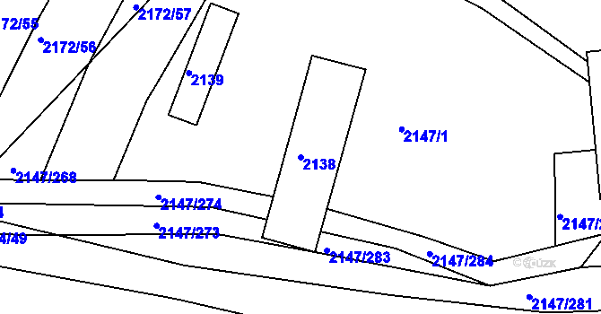 Parcela st. 2138 v KÚ Žebětín, Katastrální mapa