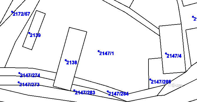 Parcela st. 2147/1 v KÚ Žebětín, Katastrální mapa