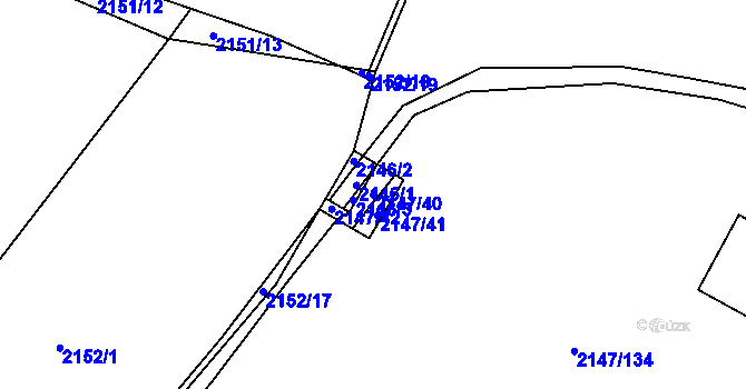 Parcela st. 2147/40 v KÚ Žebětín, Katastrální mapa