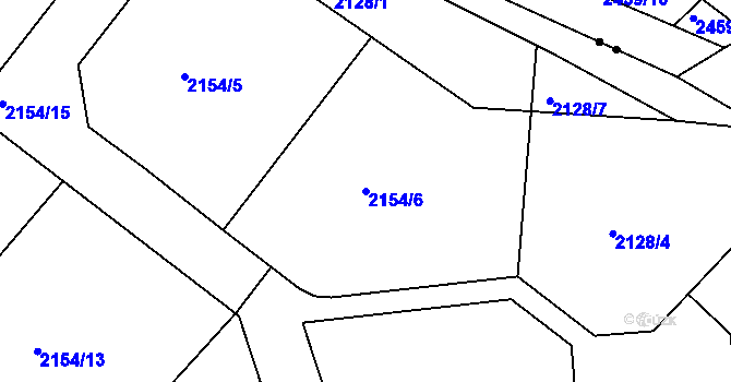 Parcela st. 2154/6 v KÚ Žebětín, Katastrální mapa