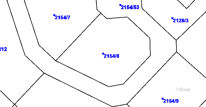 Parcela st. 2154/8 v KÚ Žebětín, Katastrální mapa