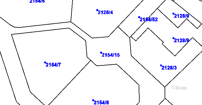 Parcela st. 2154/15 v KÚ Žebětín, Katastrální mapa