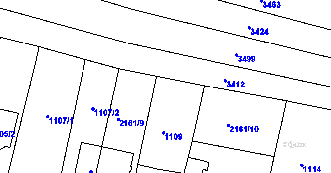 Parcela st. 2160/10 v KÚ Žebětín, Katastrální mapa