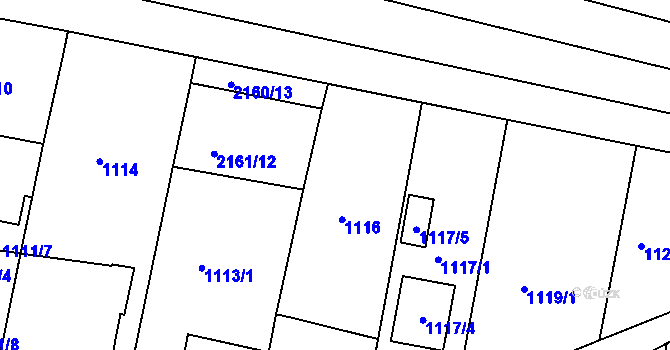 Parcela st. 2161/13 v KÚ Žebětín, Katastrální mapa