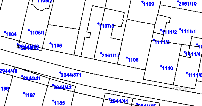 Parcela st. 2161/17 v KÚ Žebětín, Katastrální mapa