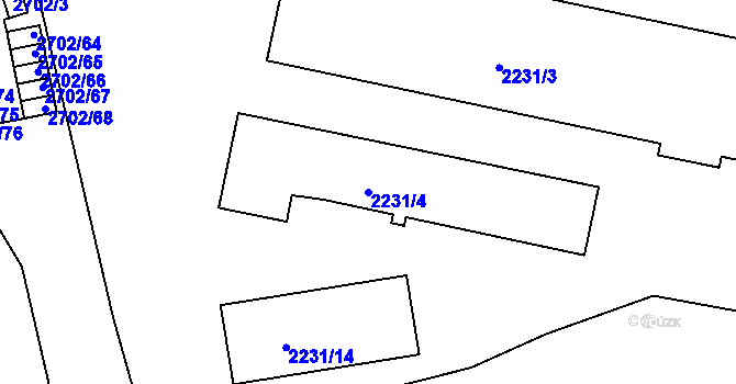 Parcela st. 2231/4 v KÚ Žebětín, Katastrální mapa