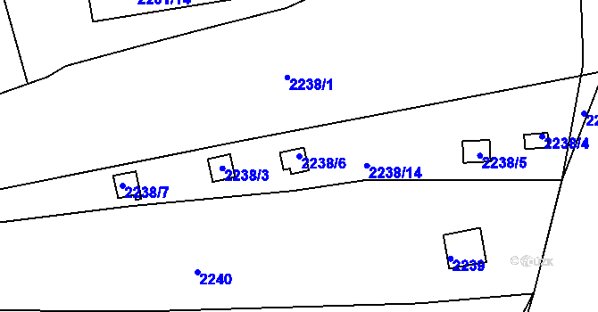 Parcela st. 2238/6 v KÚ Žebětín, Katastrální mapa