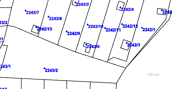Parcela st. 2242/6 v KÚ Žebětín, Katastrální mapa