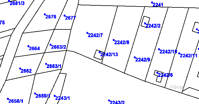 Parcela st. 2242/13 v KÚ Žebětín, Katastrální mapa