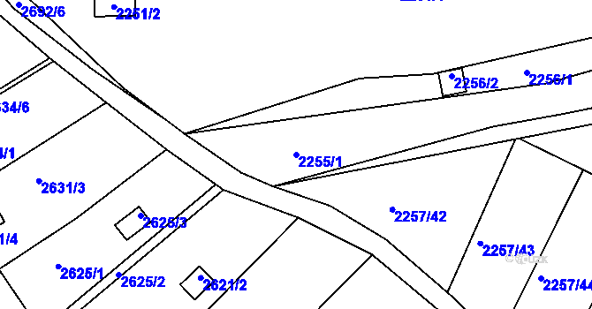 Parcela st. 2255/1 v KÚ Žebětín, Katastrální mapa