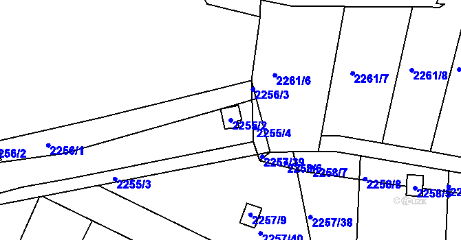 Parcela st. 2255/2 v KÚ Žebětín, Katastrální mapa