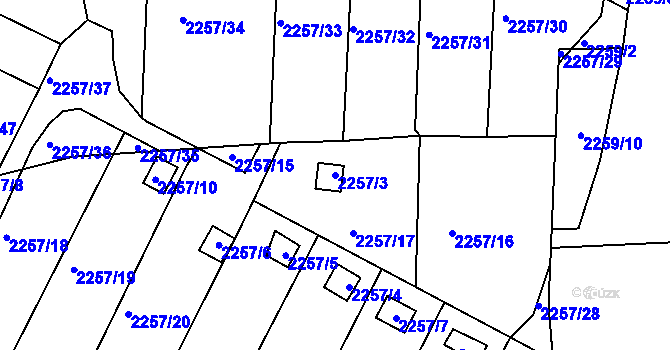 Parcela st. 2257/3 v KÚ Žebětín, Katastrální mapa