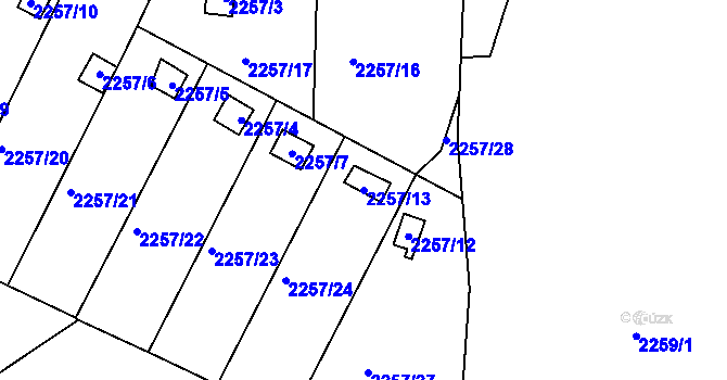 Parcela st. 2257/13 v KÚ Žebětín, Katastrální mapa