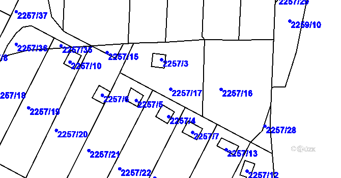 Parcela st. 2257/17 v KÚ Žebětín, Katastrální mapa