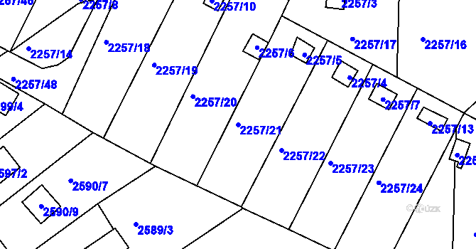 Parcela st. 2257/21 v KÚ Žebětín, Katastrální mapa