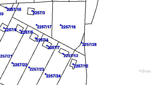 Parcela st. 2257/28 v KÚ Žebětín, Katastrální mapa
