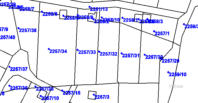Parcela st. 2257/32 v KÚ Žebětín, Katastrální mapa
