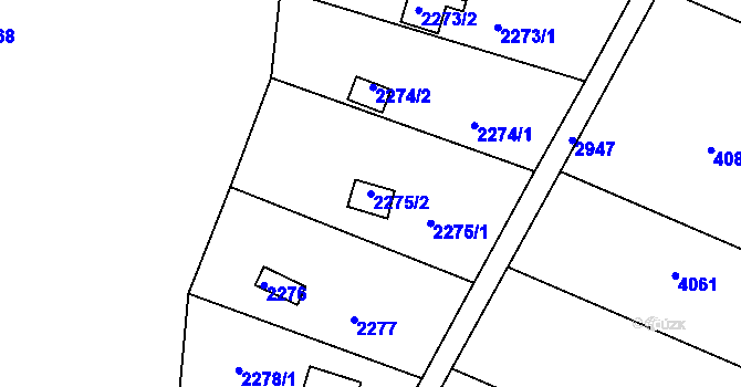 Parcela st. 2275/2 v KÚ Žebětín, Katastrální mapa