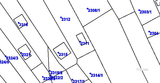 Parcela st. 2311 v KÚ Žebětín, Katastrální mapa