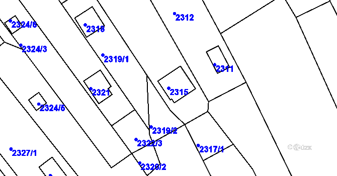 Parcela st. 2315 v KÚ Žebětín, Katastrální mapa