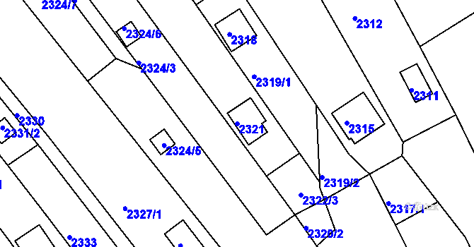 Parcela st. 2321 v KÚ Žebětín, Katastrální mapa